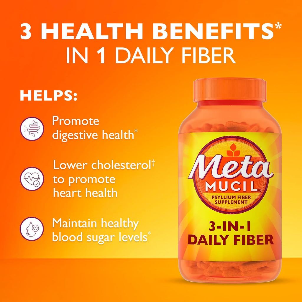 Metamucil, Psyllium Husk GLP-1 Friendly Fiber Capsules, 300 Capsules, 3-in-1 Fiber Supplement, Daily Psyllium Husk Fiber Capsules Help Support Digestive Health by Promoting Regularity* - Image 3