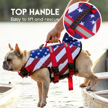 ASENKU RedFlag pattern pet flotation vest laid flat