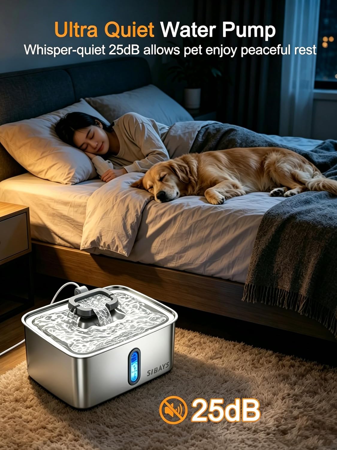 Top view of Sibays 15L dog water bowl and pump