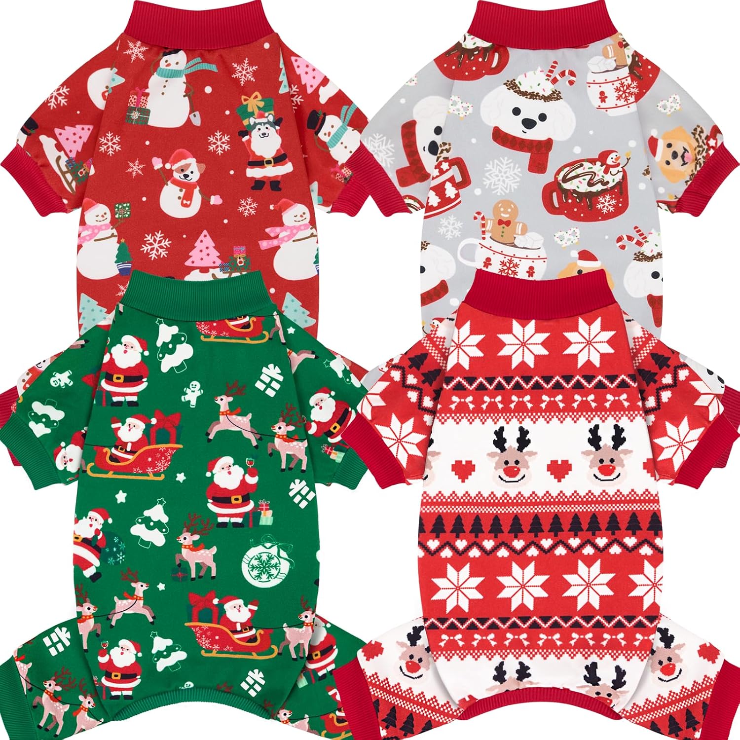 XPUDAC 4 Pieces Dog Pajamas Soft Strechy Puppy Onesies Pet Clothes for Small Medium Dogs Boy Girl Cat Pet Outfit, 153-XS - Image 12