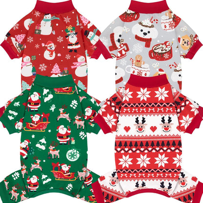 XPUDAC 4 Pieces Dog Pajamas Soft Strechy Puppy Onesies Pet Clothes for Small Medium Dogs Boy Girl Cat Pet Outfit, 153-XS - Image 12