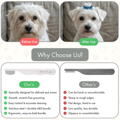 Ali+Oli pet grooming accessory showing the smooth rounded tips engineered to protect sensitive pet skin