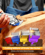 Oneisall cordless pet hair trimmer with integrated LED power display screen.