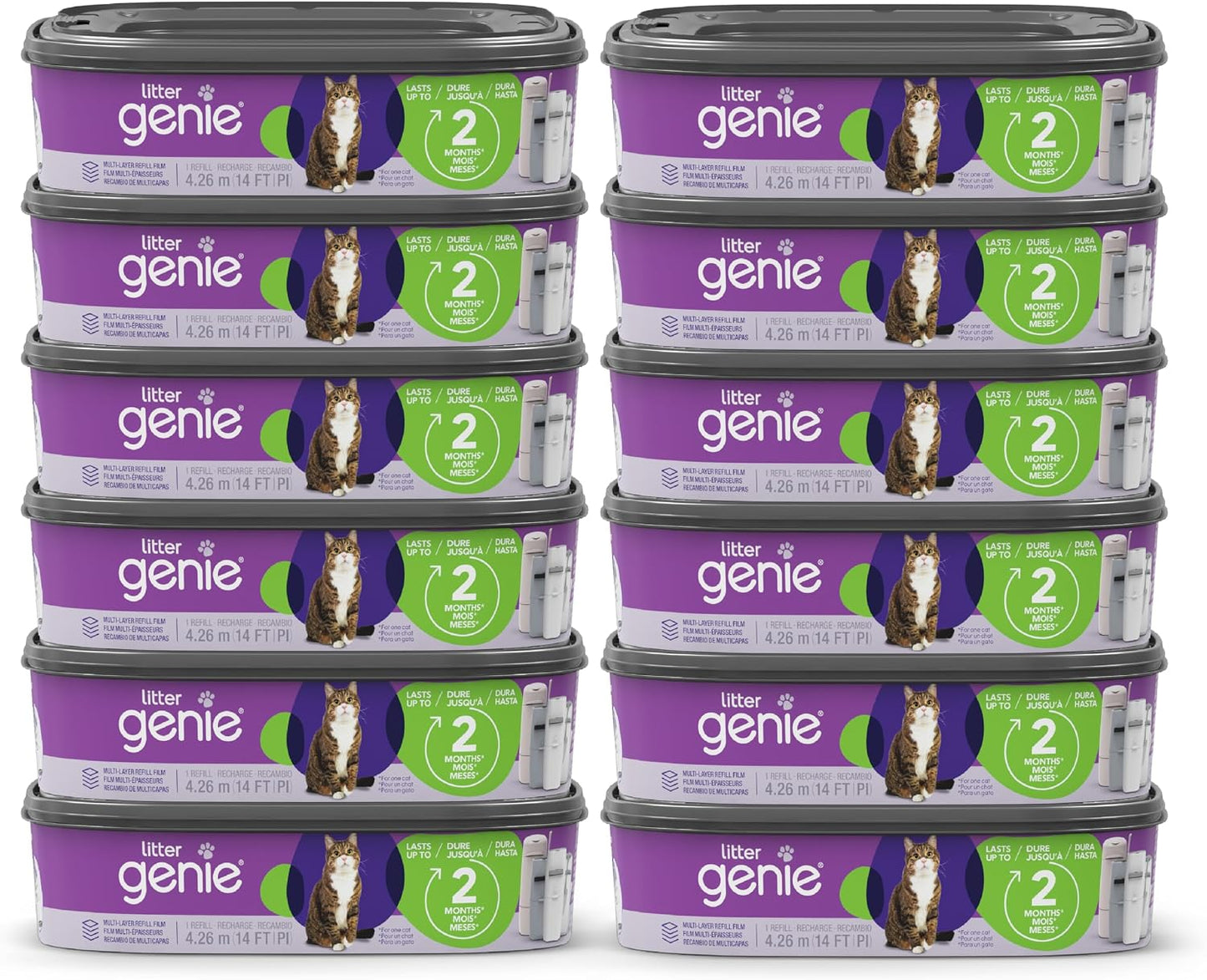 Litter Genie Refill Bags 14 FT (1-Pack) Multi-Layers Of Odor-Barrier Technology 1 Square Refill Cartridge Lasts Up To 2 Months Per Cat - Image 9