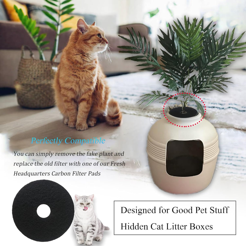 Thickened black circular pet odor control filters showing natural charcoal texture