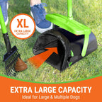 Pupzle long handled poop scooper for large dogs showing bag attachment