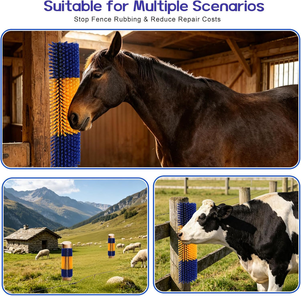 Durable farm animal back scratcher kit for itching relief and shedding