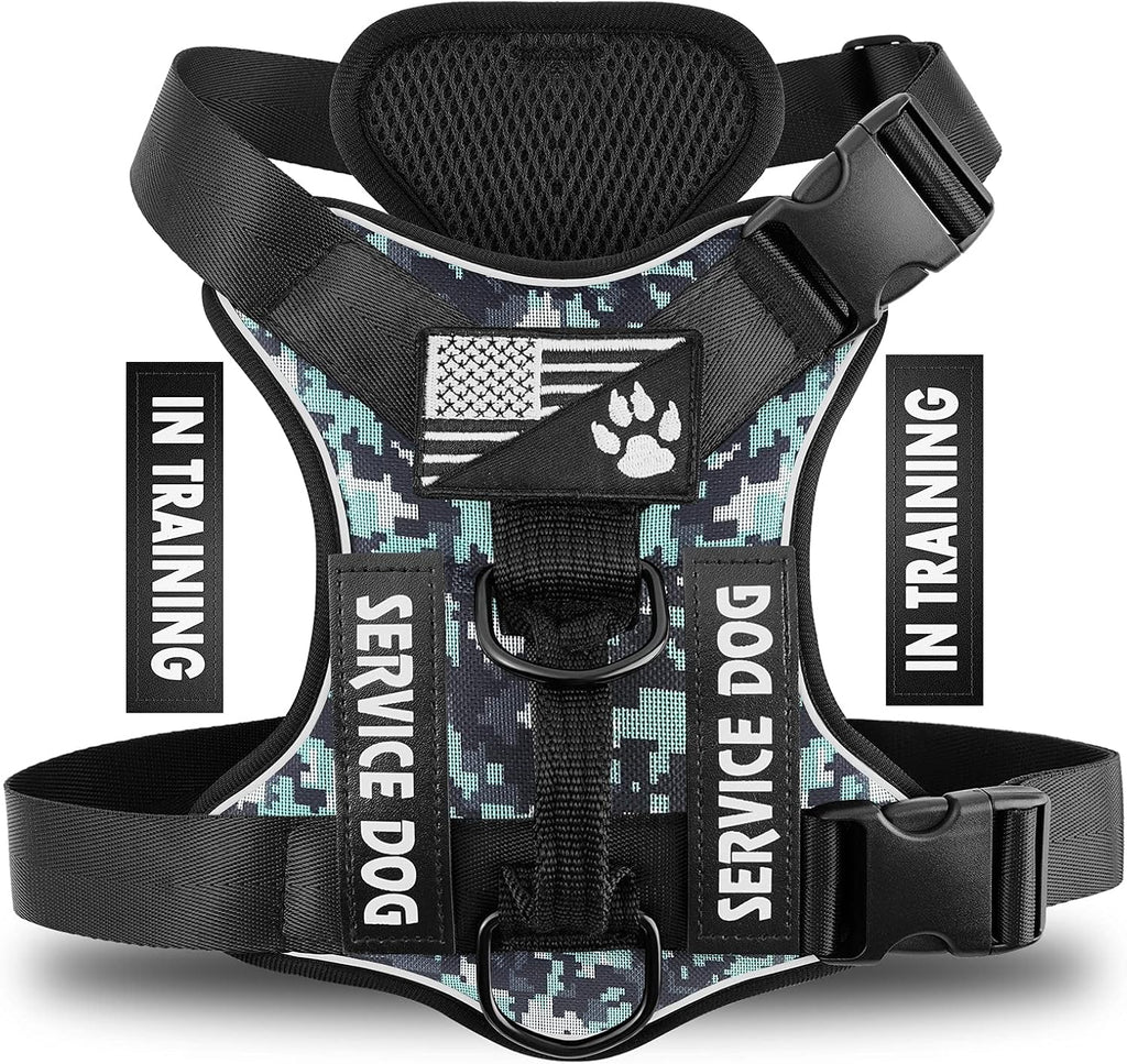 Service Dog Harness, Reflective Dog Vest Harness with 5 PCS Patches, Adjustable Soft Oxford Pet Harness, Inner Layer Mesh, Easy to Control for Dogs (All-RED, Small (Pack of 1)) - Image 11