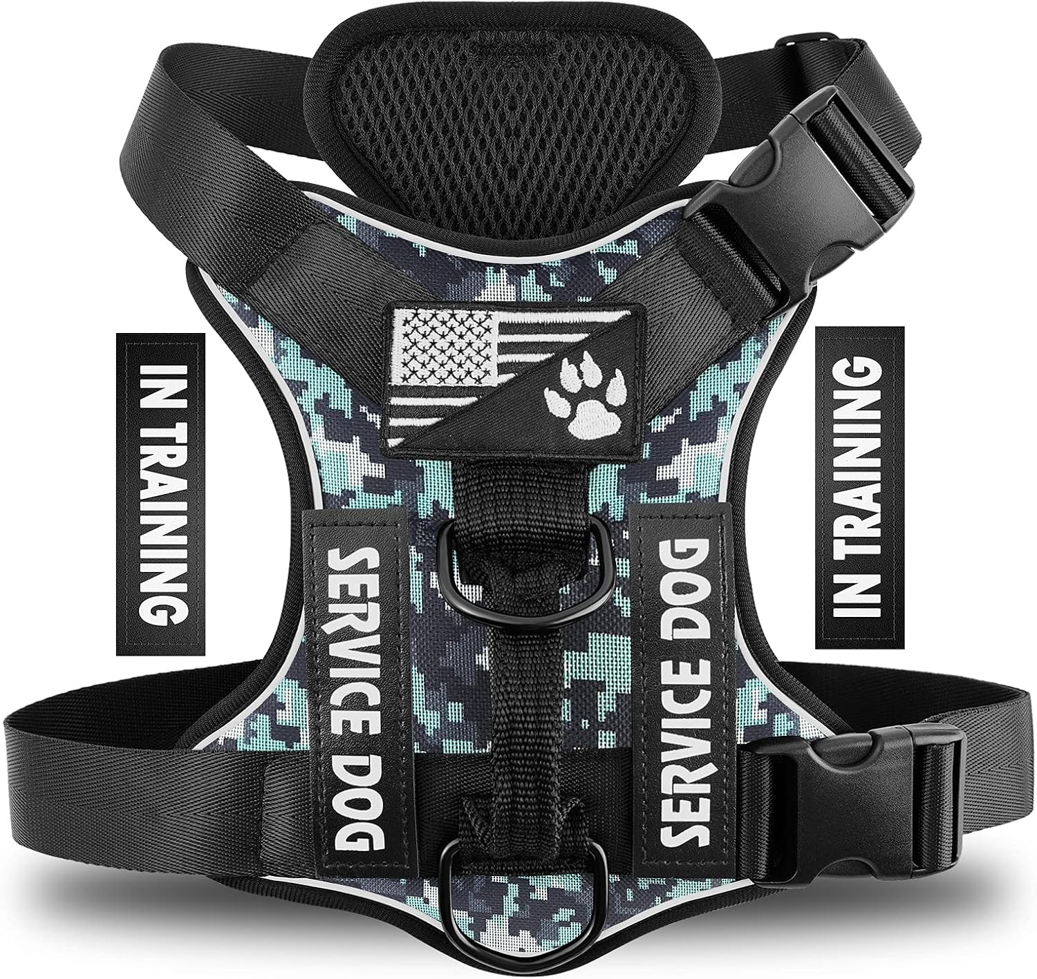 Service Dog Harness, Reflective Dog Vest Harness with 5 PCS Patches, Adjustable Soft Oxford Pet Harness, Inner Layer Mesh, Easy to Control for Dogs (All-RED, Small (Pack of 1)) - Image 11