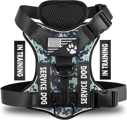 Service Dog Harness, Reflective Dog Vest Harness with 5 PCS Patches, Adjustable Soft Oxford Pet Harness, Inner Layer Mesh, Easy to Control for Dogs (All-RED, Small (Pack of 1)) - Image 11
