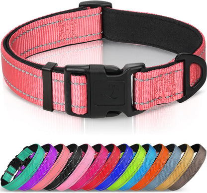 Joytale Reflective Dog Collar, Soft Neoprene Padded, Metal D-Ring, Nylon Pet Collar Adjustable for Large Dogs, Teal, L - Image 12