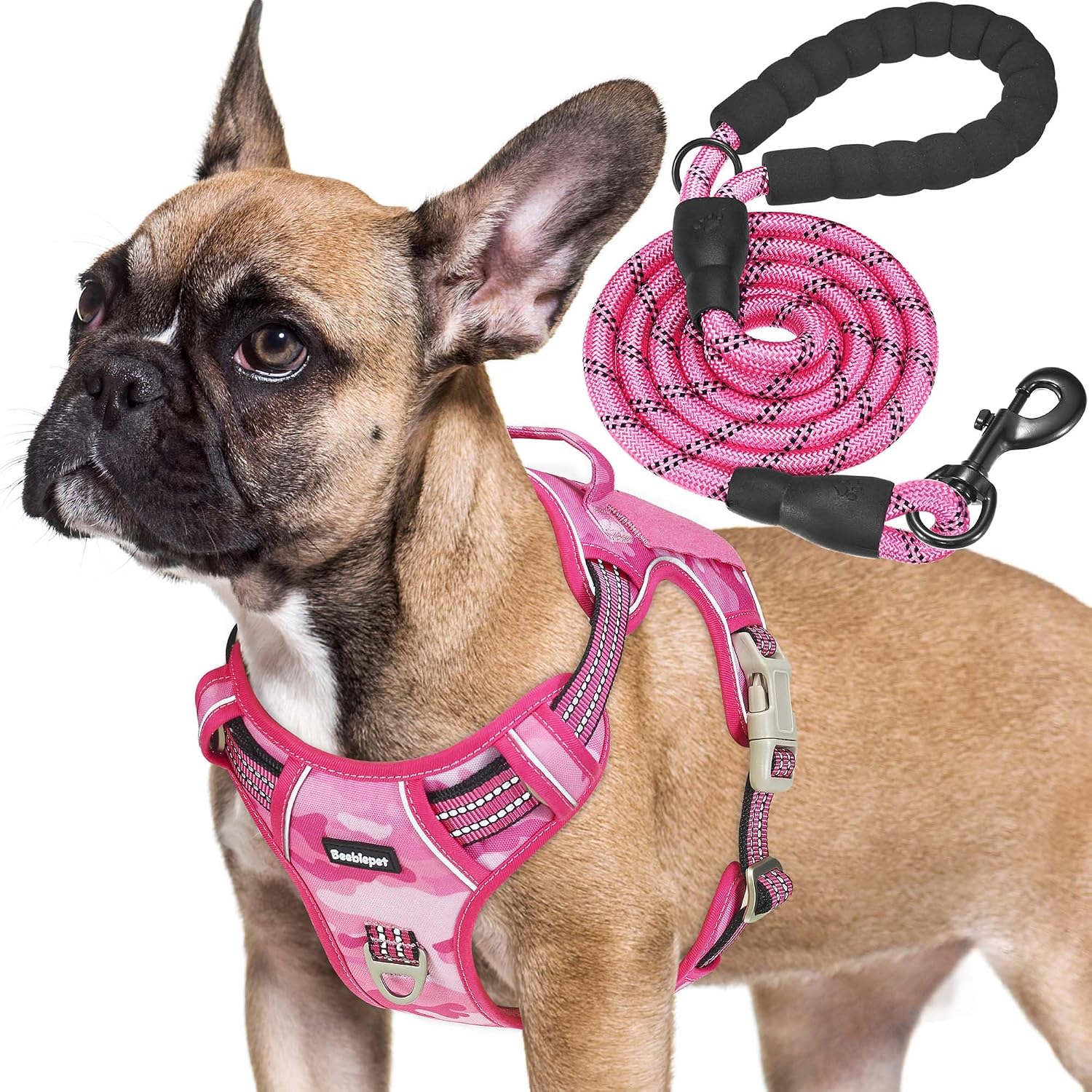 Beebiepet tactical service dog vest triangular metal leash rings close up