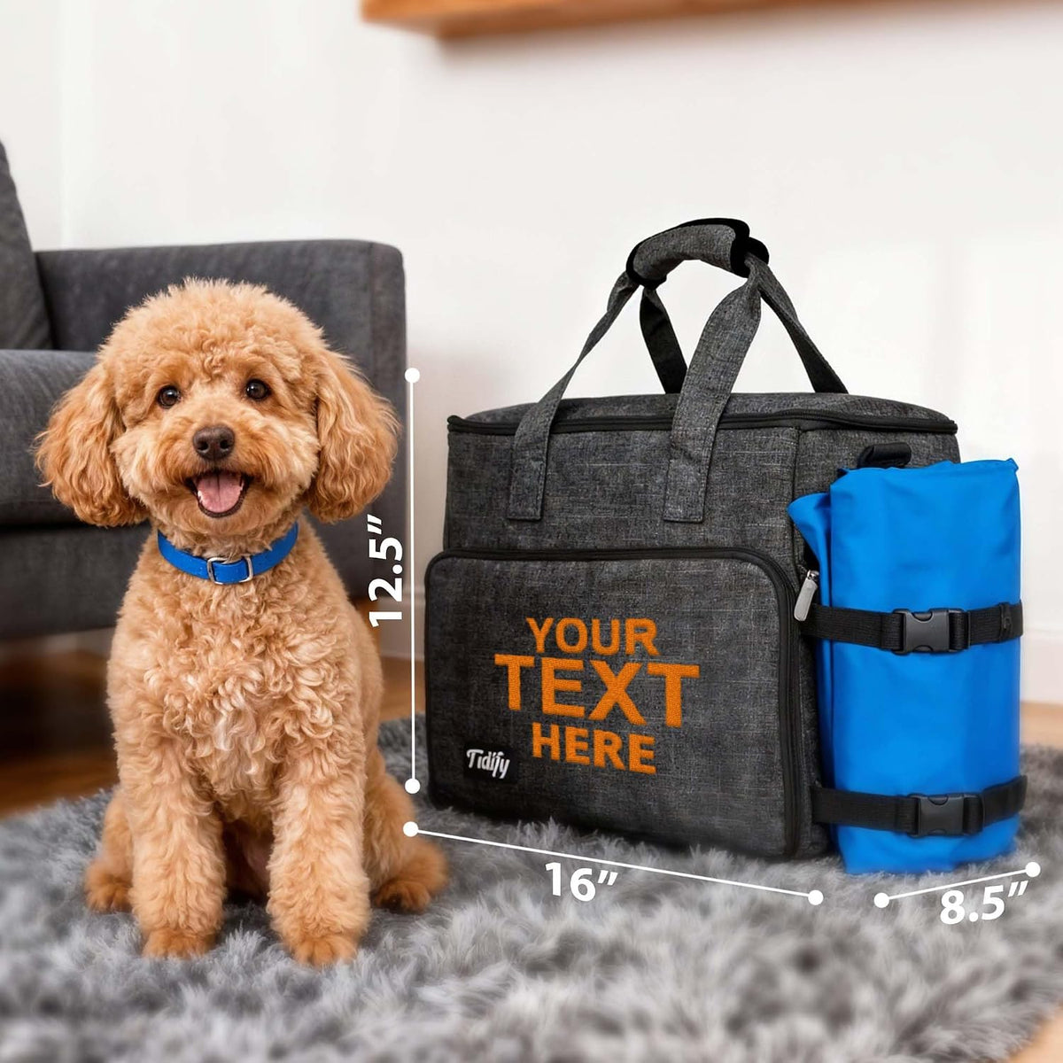 Customized Dog Travel Bag - You Name It and We Make It, Your Own Personalized Pet Travel Bag, Make It Special for You and Your Pet. (Dark Grey) - Image 9
