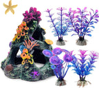 Gofylin aquarium decoration set featuring a colorful coral mountain cave ornament front view