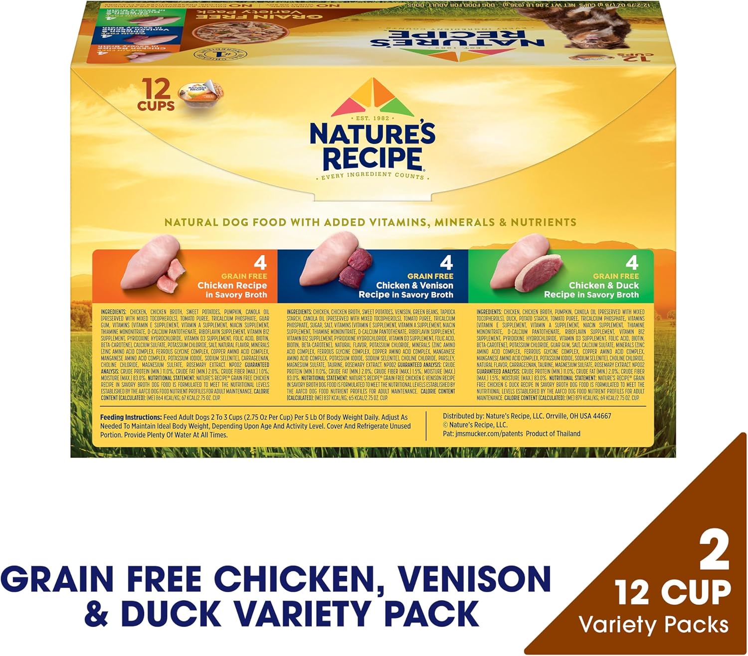 Nature's Recipe wet dog food variety pack individual single serve cups in savory broth