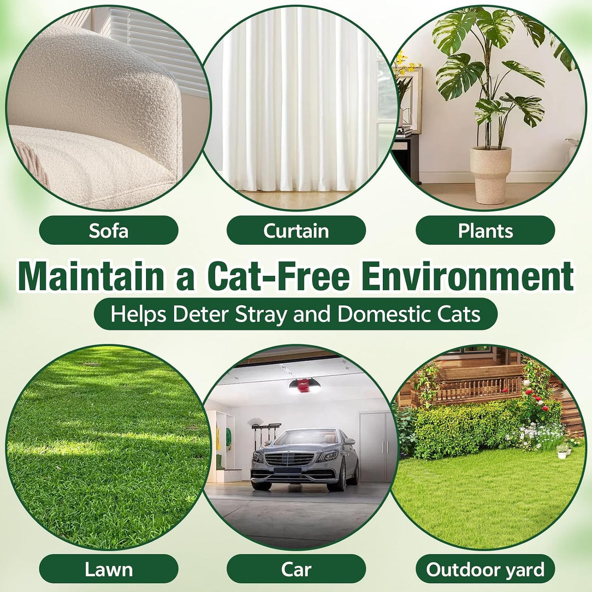 Telunsu indoor cat repellent placement guide next to a living room sofa leg