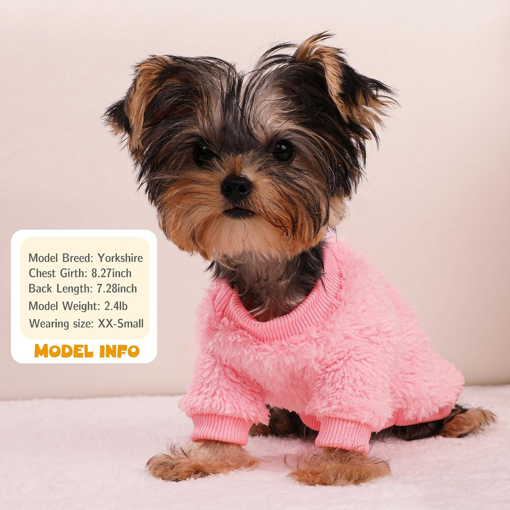 Side view of generic XXS winter dog sweater with ribbed turtleneck