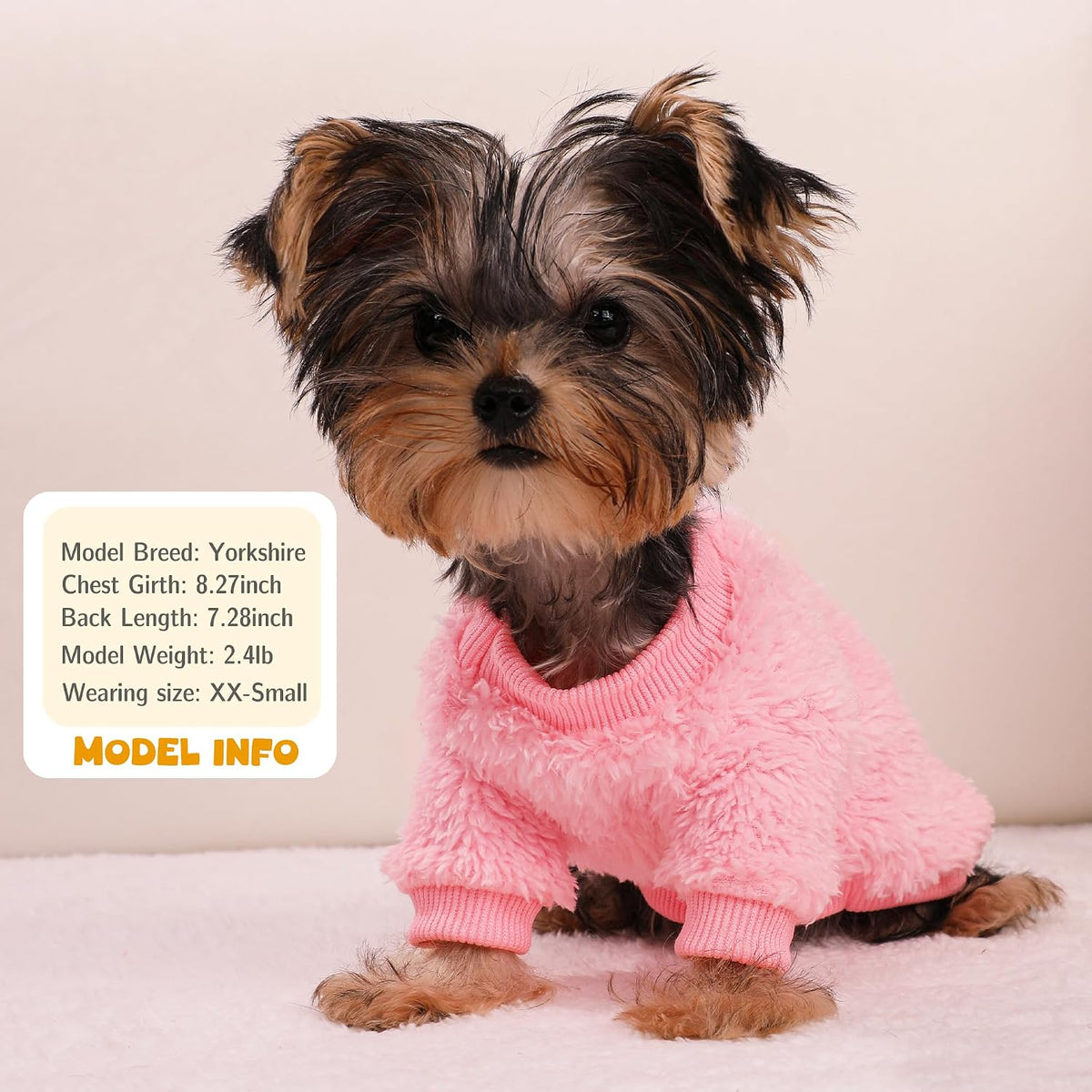 Side view of generic XXS winter dog sweater with ribbed turtleneck
