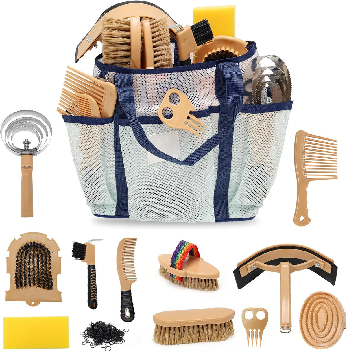 Premium USA imported horse grooming supplies pack overview with all accessories.
