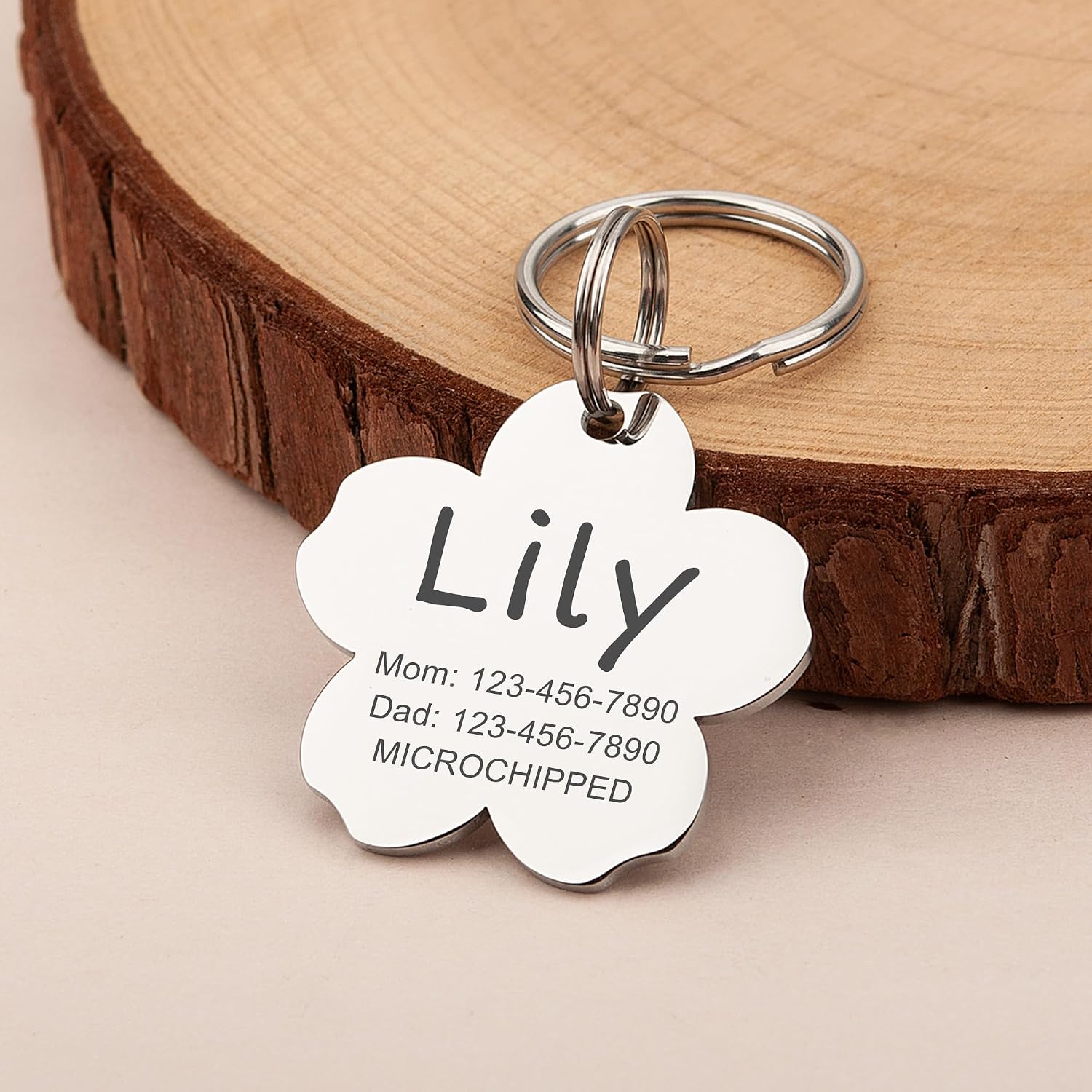 Anavia Personalized Pet ID Tags, Stainless Steel Glossy Laser Engraved Dog Cat Collar Name Tags, Multiple Colors Shapes Sizes (Cherry Blossom, Regular) - Image 9