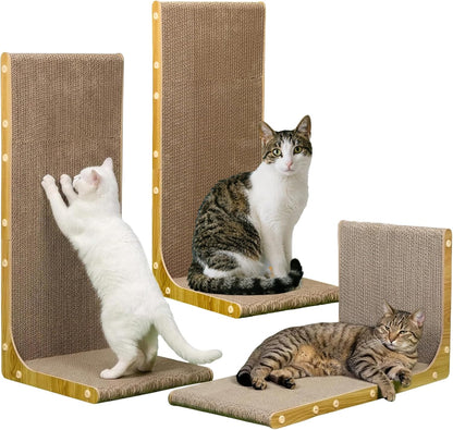 SMARTBEAN L-shaped cardboard cat scratcher front view for furniture protection.