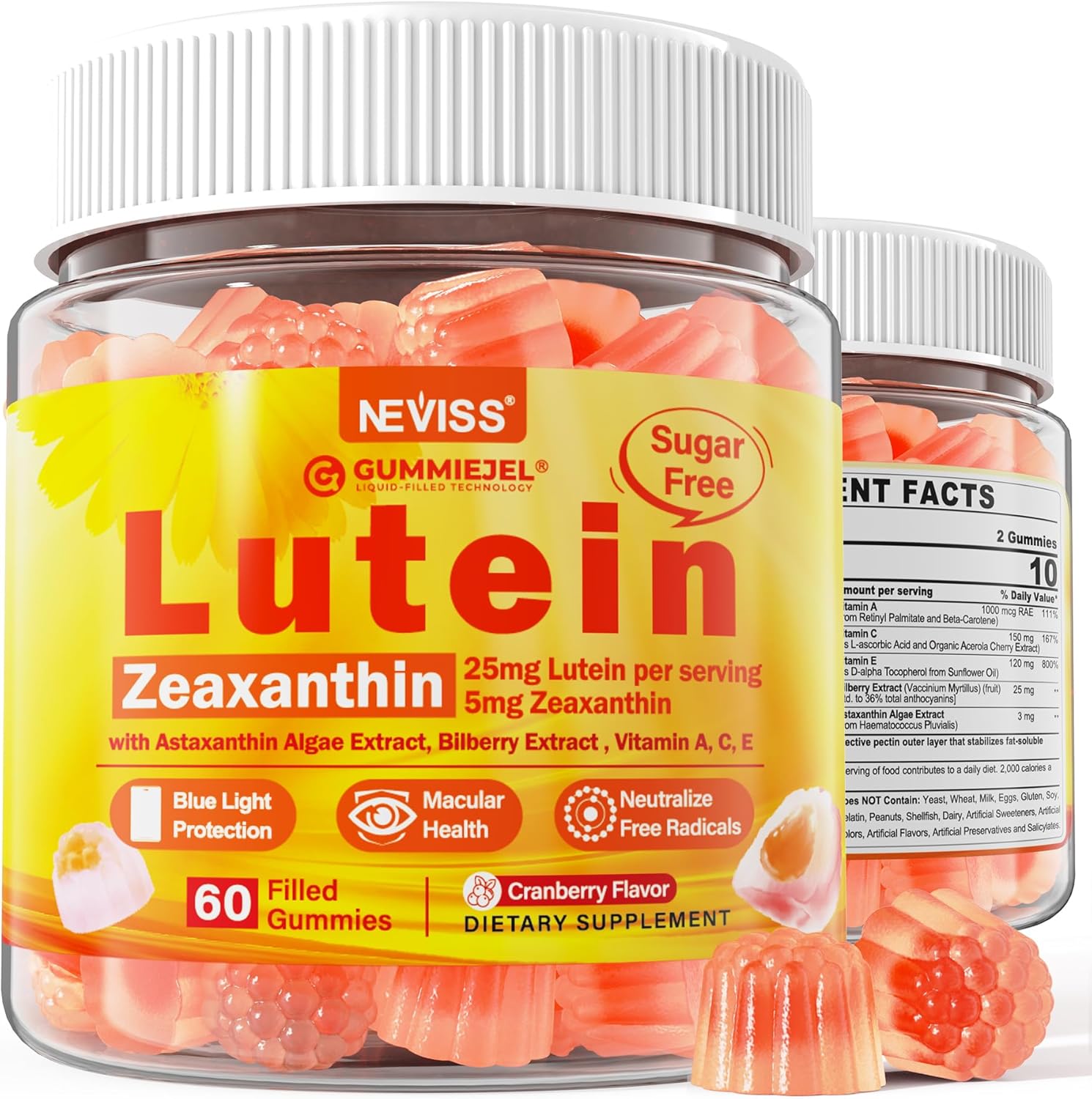 Neviss Sugar-Free Lutein Zeaxanthin Gummies front bottle view