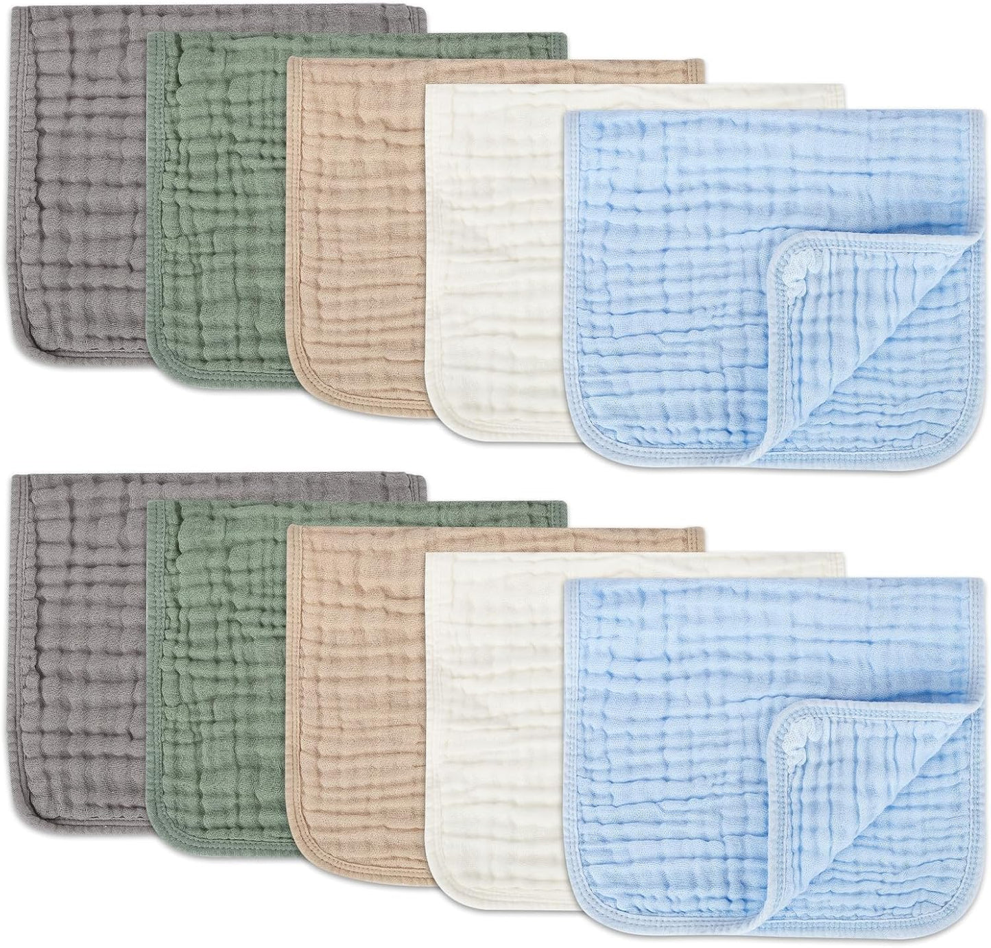 Arnzion muslin baby burp cloths 10 pack front view