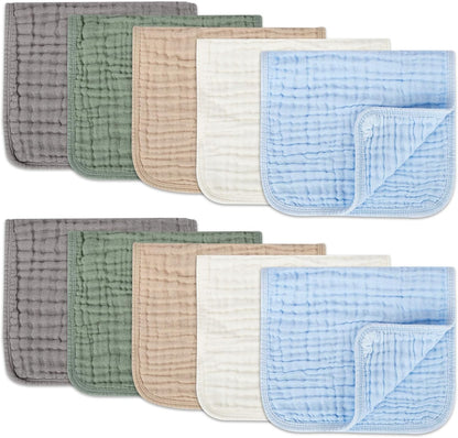 Arnzion muslin baby burp cloths 10 pack front view
