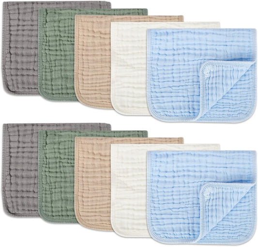 Arnzion muslin baby burp cloths 10 pack front view