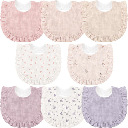 Bearmoss 8 Pack muslin baby drool bibs front view