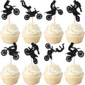 Zhuoweism motorcycle cupcake toppers set with black glitter design