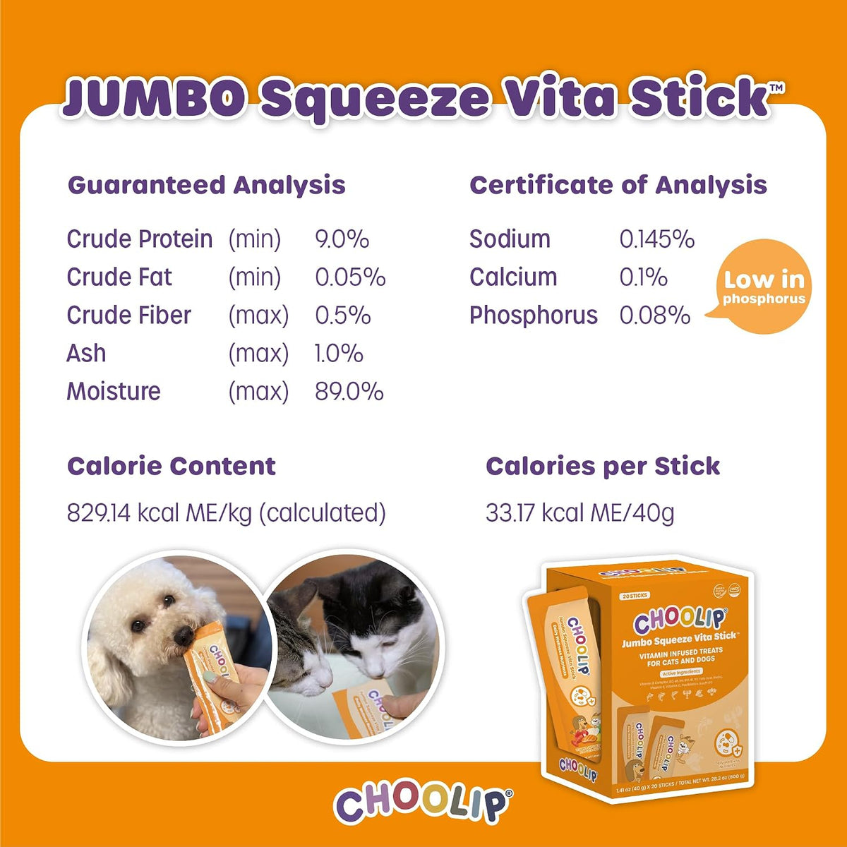 Choolip Squeeze Vita Stick Lickable Cat and Dog Treats - 20-Pack of 40g - Real Fish Puree with Multivitamins & Postbiotics - Hydrating, Gut & Immune Support - Large Breeds & Multi-Pet Homes - Image 9