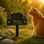 Personalized Cat Memorial Garden Stake, Custom Metal Cat Grave Marker with Name and Message, Cat Loss Sympathy Gift for Yard Garden Cemetery (Sleeping Cat) - Image 2
