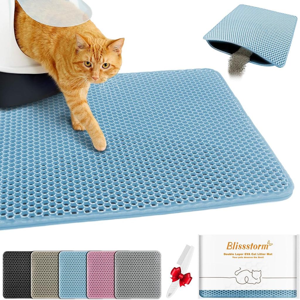 Blissstorm non slip pet feeding mat and litter trapper in pink color