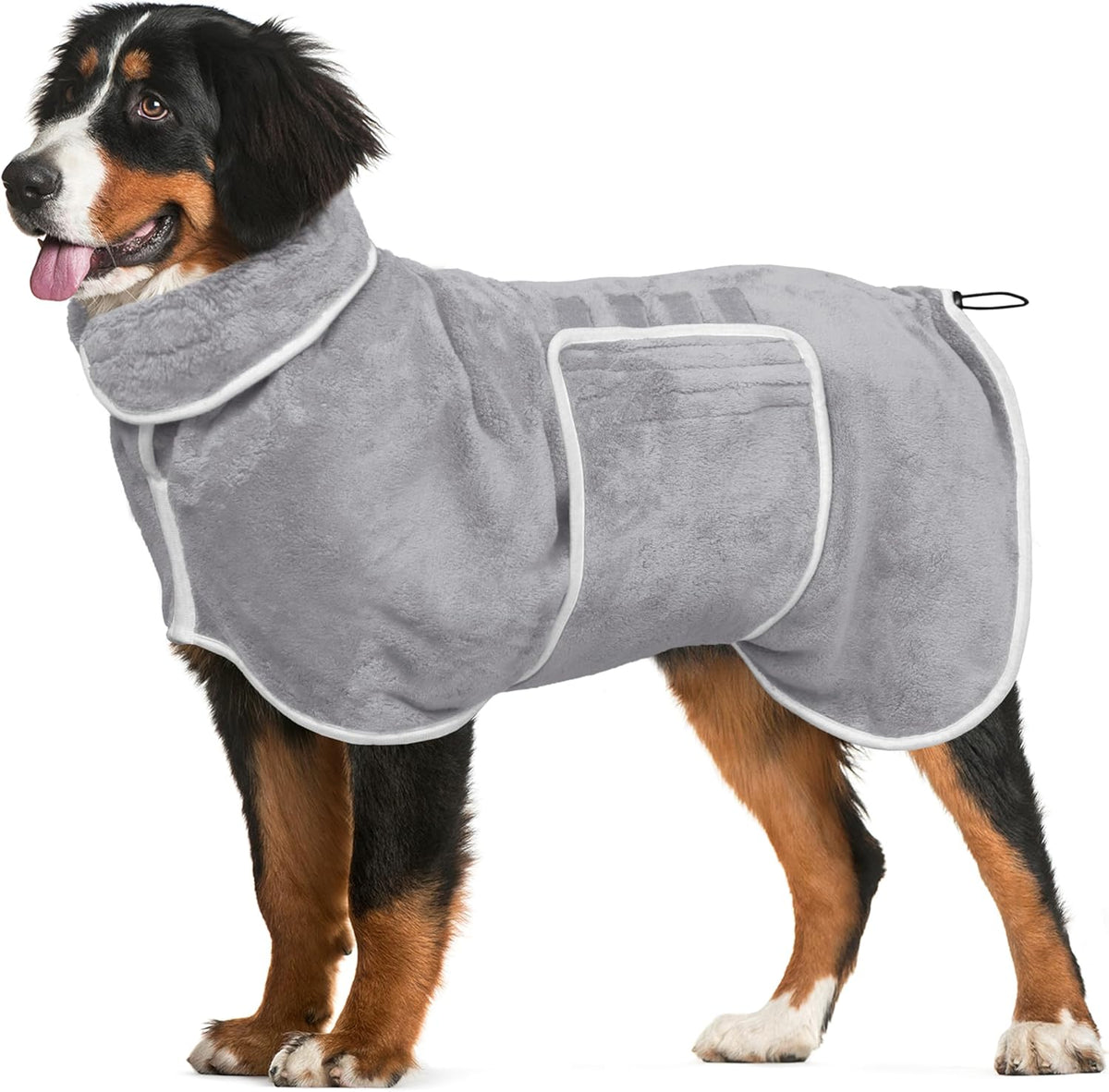 Dog Bathrobe Towel Drying Coat - Super Absorbent Dog Towels Bath Robe for Drying Dogs Large, Soft Adjustable Collar & Belly Strap Fast Drying Coat Pet Dog Cat Bath Robe Towel (Blue, Large) - Image 10