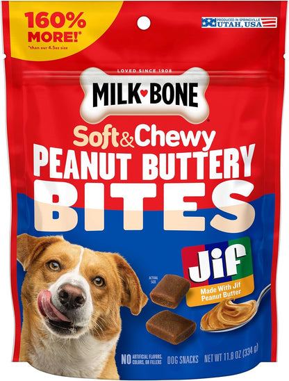Milk-Bone Peanut Buttery Bites Soft Dog Treats with Jif Peanut Butter, 11.8-Oz. Bag - Image 12