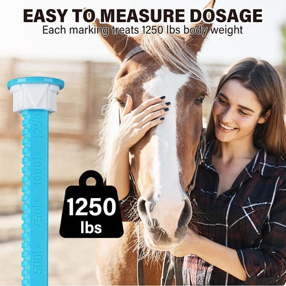 Weight calibrated syringe detail for equine health