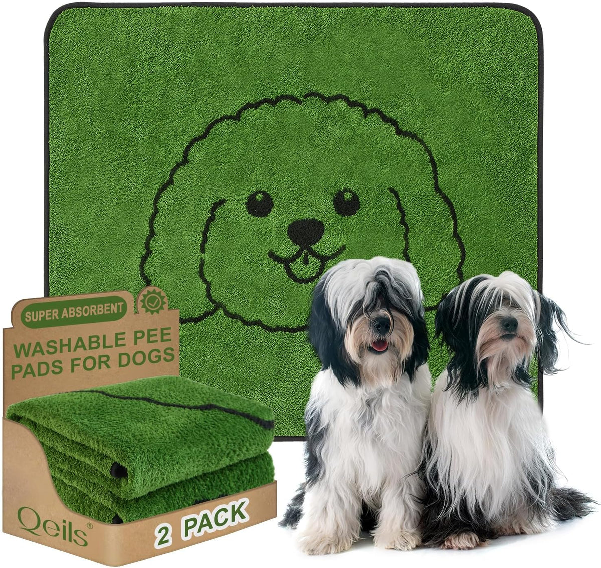 Qeils Reusable Puppy Pads, Washable Pee Pads for Dogs 2 Pack Durable Absorbent Leakproof Dog Training Pads for Home or Travel, Non-Slip Wee Wee Pads Potty Pads 18"x24" - Image 11