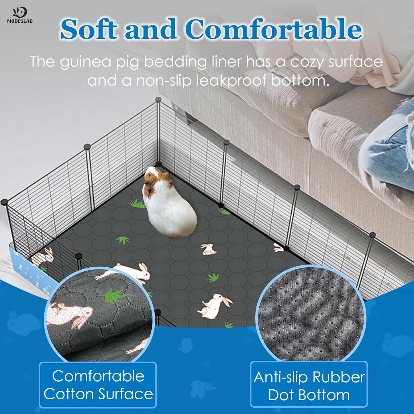 Modeslab washable pee pad inside a small animal wire cage