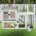 Ketive 48" L Rabbit Hutch Outdoor Indoor Bunny Hutch Weatherproof, 2-Story Wood Rabbit Cage with Deep Tray, Chew-Resistant Ramp, UV Roof, Bunny House for Small Animal, Expandable Guinea Pig Cage - Image 1