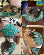 Washable green leaf blanket for indoor cats and small dogs