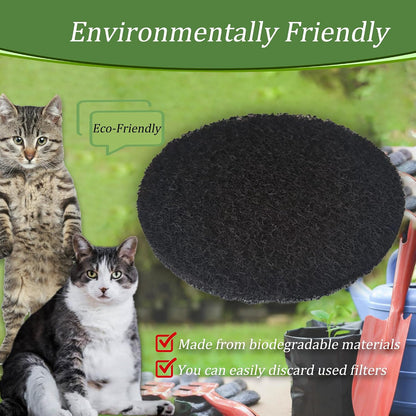 Eco friendly pre cut charcoal replacement filters for pet litter trays.