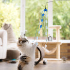 Durable plastic handle and clip mechanism on the interactive cat teaser rod.
