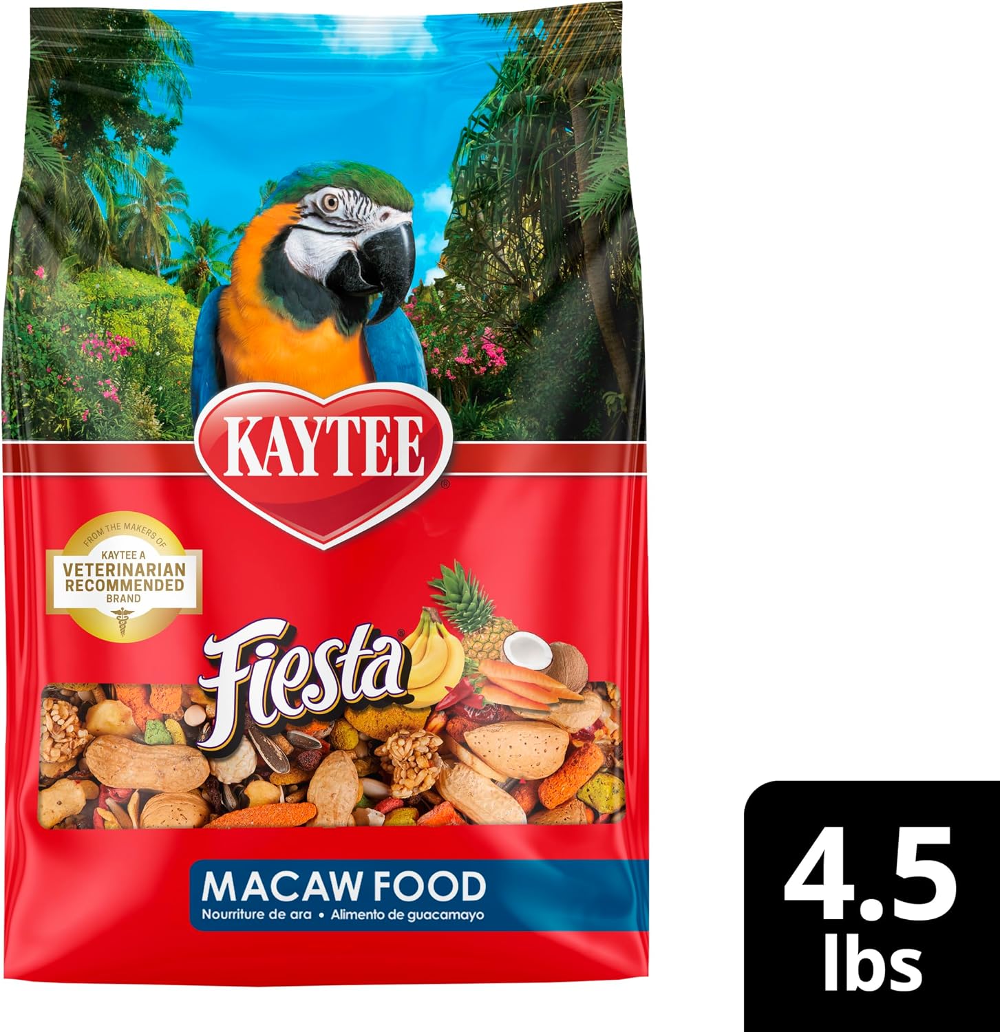 Kaytee Fiesta Macaw Food, Nutritious and Fun Blend, Supports Skin, Feather, Digestion, Brain and Heart Health, 4.5 pounds - Image 12