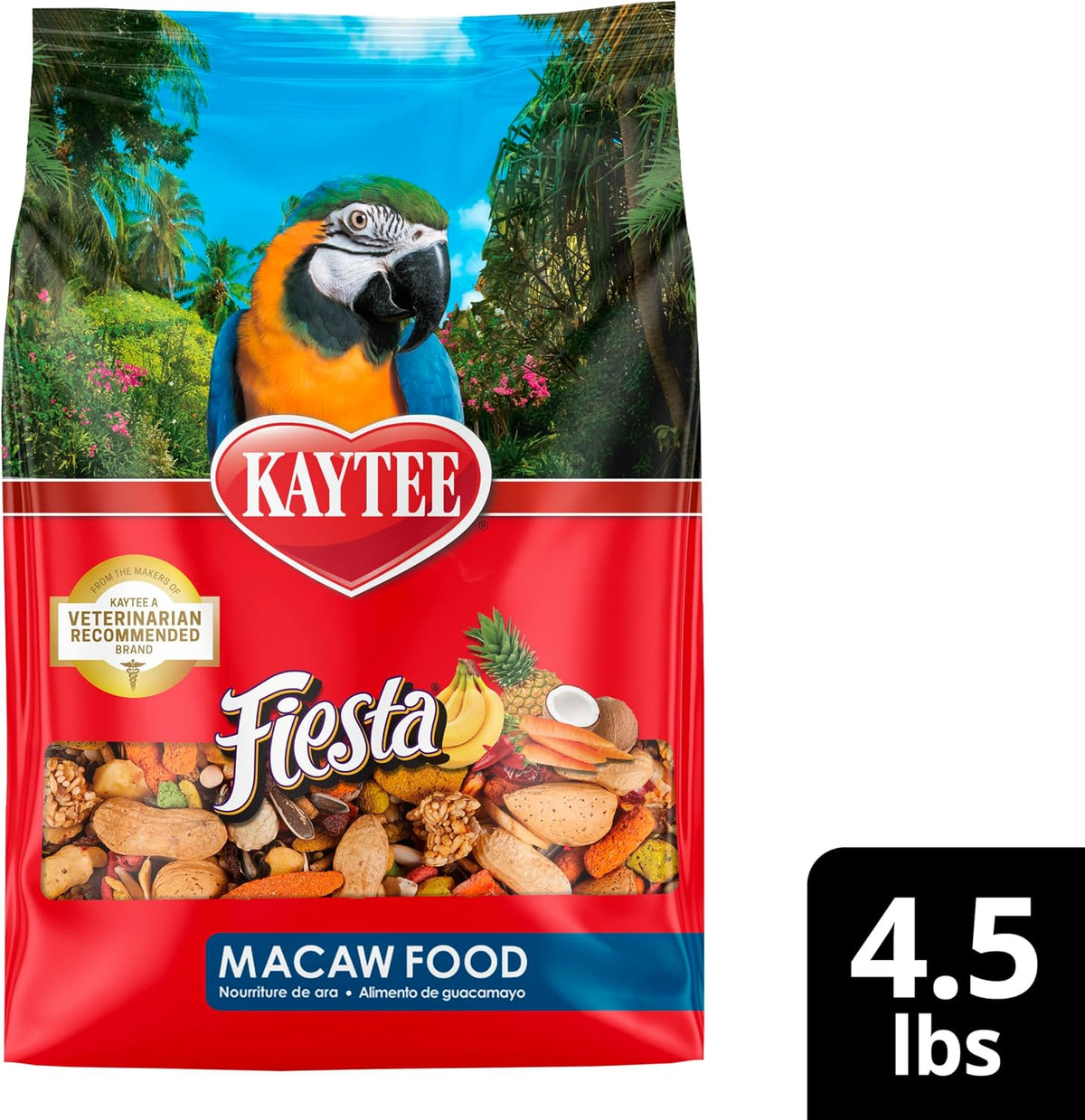 Kaytee Fiesta Macaw Food, Nutritious and Fun Blend, Supports Skin, Feather, Digestion, Brain and Heart Health, 4.5 pounds - Image 12