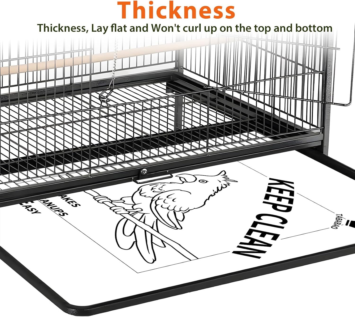 Comparison of Tababao paper liners in a parakeet cage
