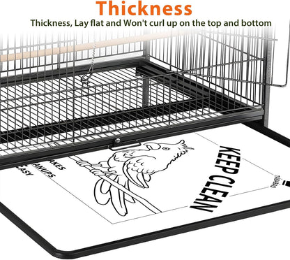 Comparison of Tababao paper liners in a parakeet cage