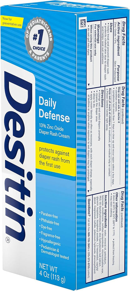 Desitin Daily Defense Baby Diaper Rash Cream with Zinc Oxide to Treat, Relieve & Prevent diaper rash, 4 oz - Image 9