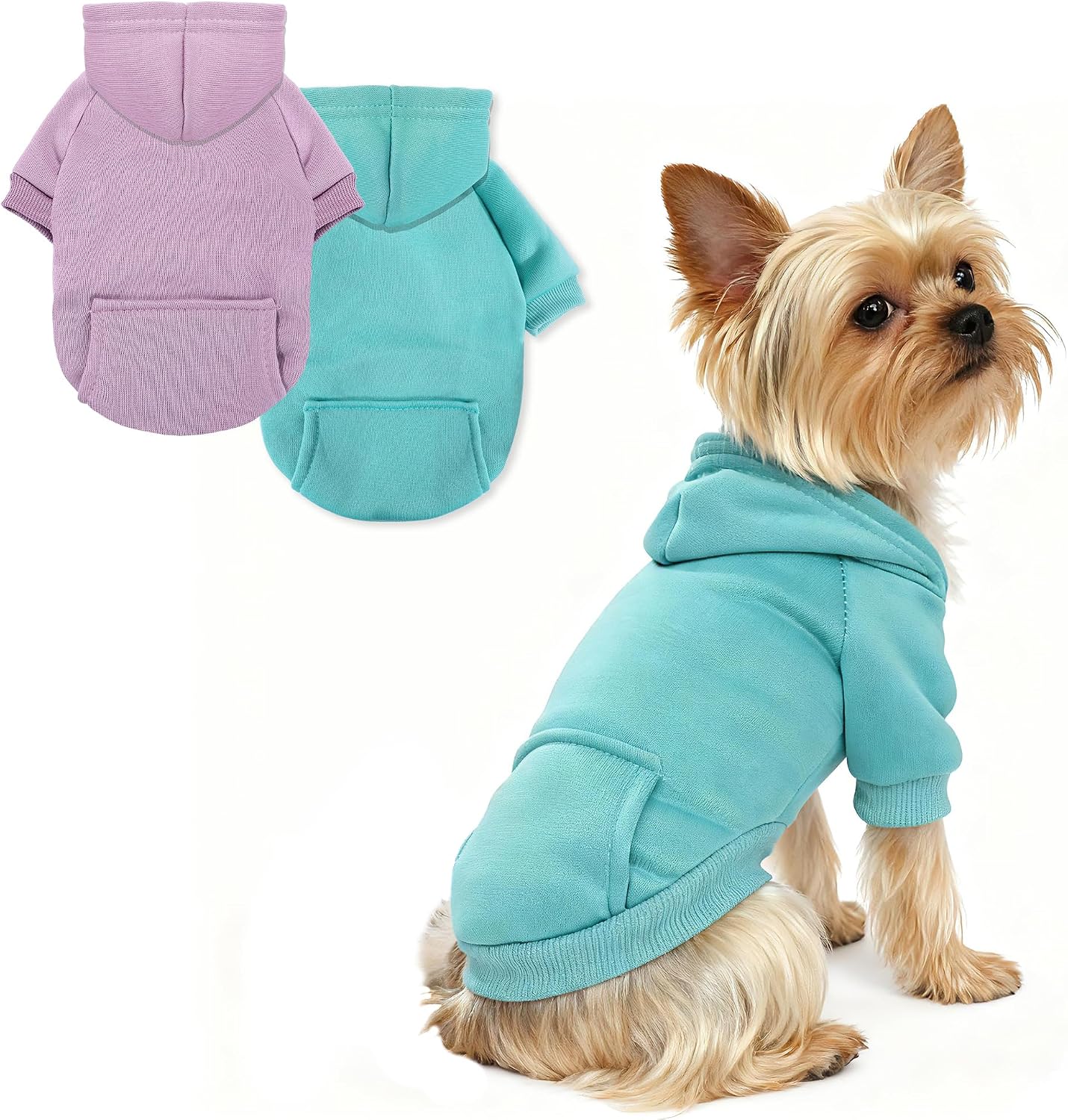 Dog Hoodie, Cute Sweaters for Small Dogs Girl, Classic Puppy Sweatshirt with Pocket Hood, Winter Puppy Clothes Girl with Fleece Lined, XXS Dog Clothes for Extra Small Doggie (1-3lbs), Pink+Rose - Image 10