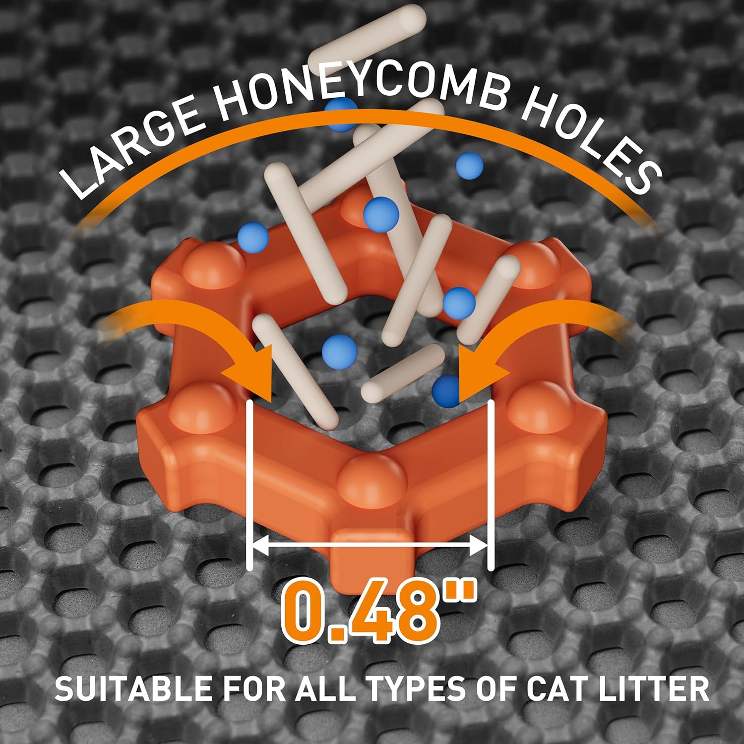 Anywish double layer mat placed underneath an automatic self cleaning litter box.